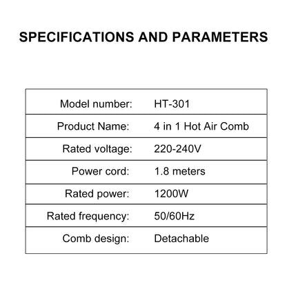 Hatteker EU 4-Head Hot Air Brush Hair Dryer Strong Wind Electric Straightener Curler Roller Comb Blower Styling Tool for Woman.