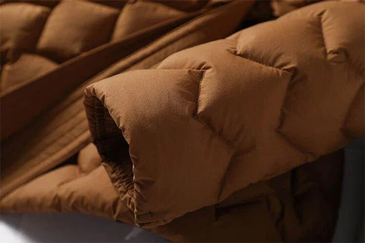 Leichte Daunen jacke mit Gürtel Frauen eleganter Krawatten gürtel lange Baumwolle weiße Ente Daunen Parka weibliche Damen Jacken Winter neu 2024.