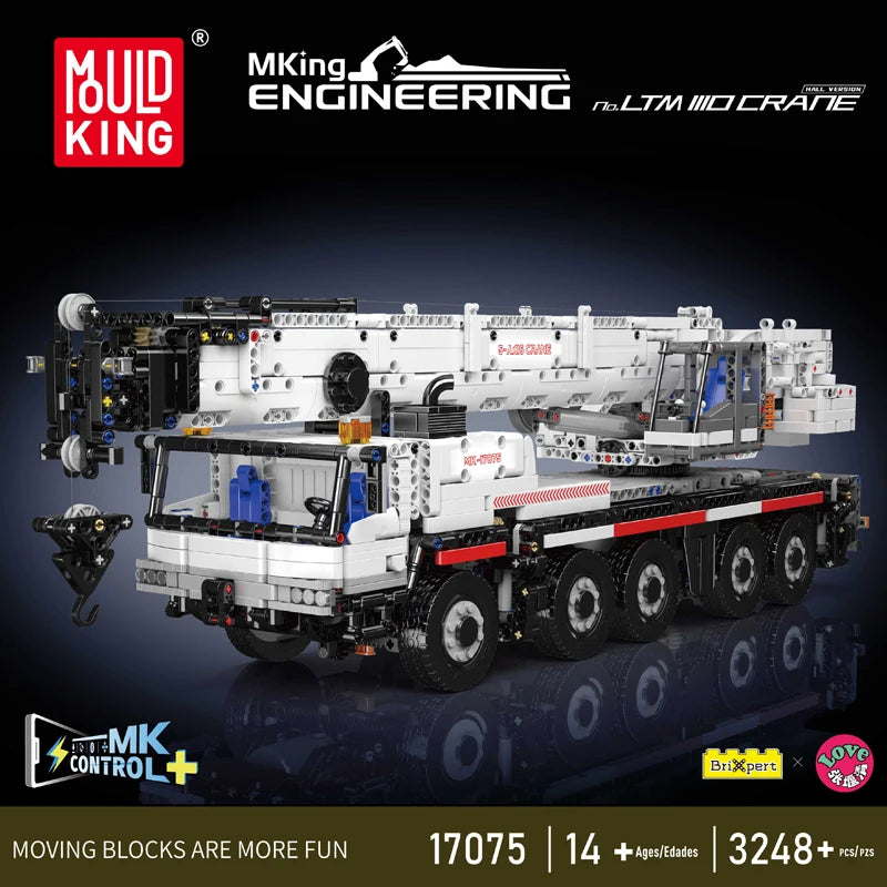 Mould King 17075 Technical Car Toys The RC Motorized LTM 1110 Crane Building Block Heavy-Duty Truck Brick Kids Christmas Gift.