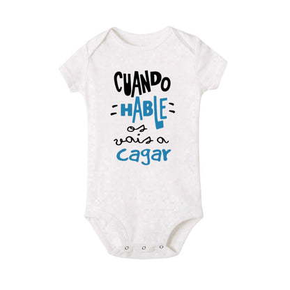 When I Talk You Mess Up The Gift Print Baby Strampler Säuglingsbodysuit Baby Niedliche Kleidung Neugeborene Kurzarm Bodys Kleinkind Geschenk.