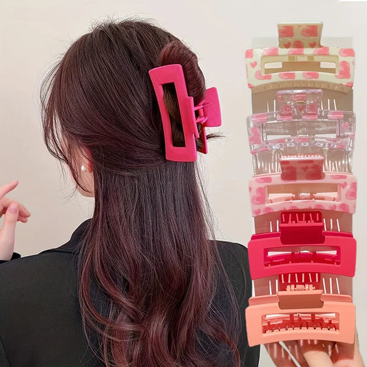 5Pcs for Women, Pink, Fashionable and Cute, Square Hair Clip Shark Clip, Suitable for Daily Use, Gift Hair Accessories.