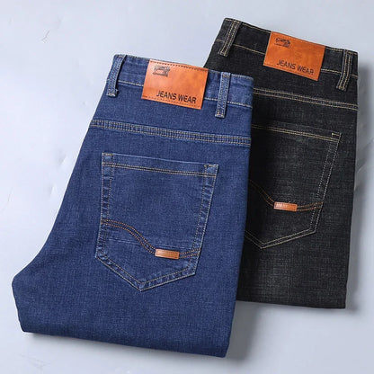 2025 Men's New Men's Fashion Casual Jeans Classic Style Casual Stretch Slim Fit Jeans Men's Denim Pants Black Blue Men's Style.
