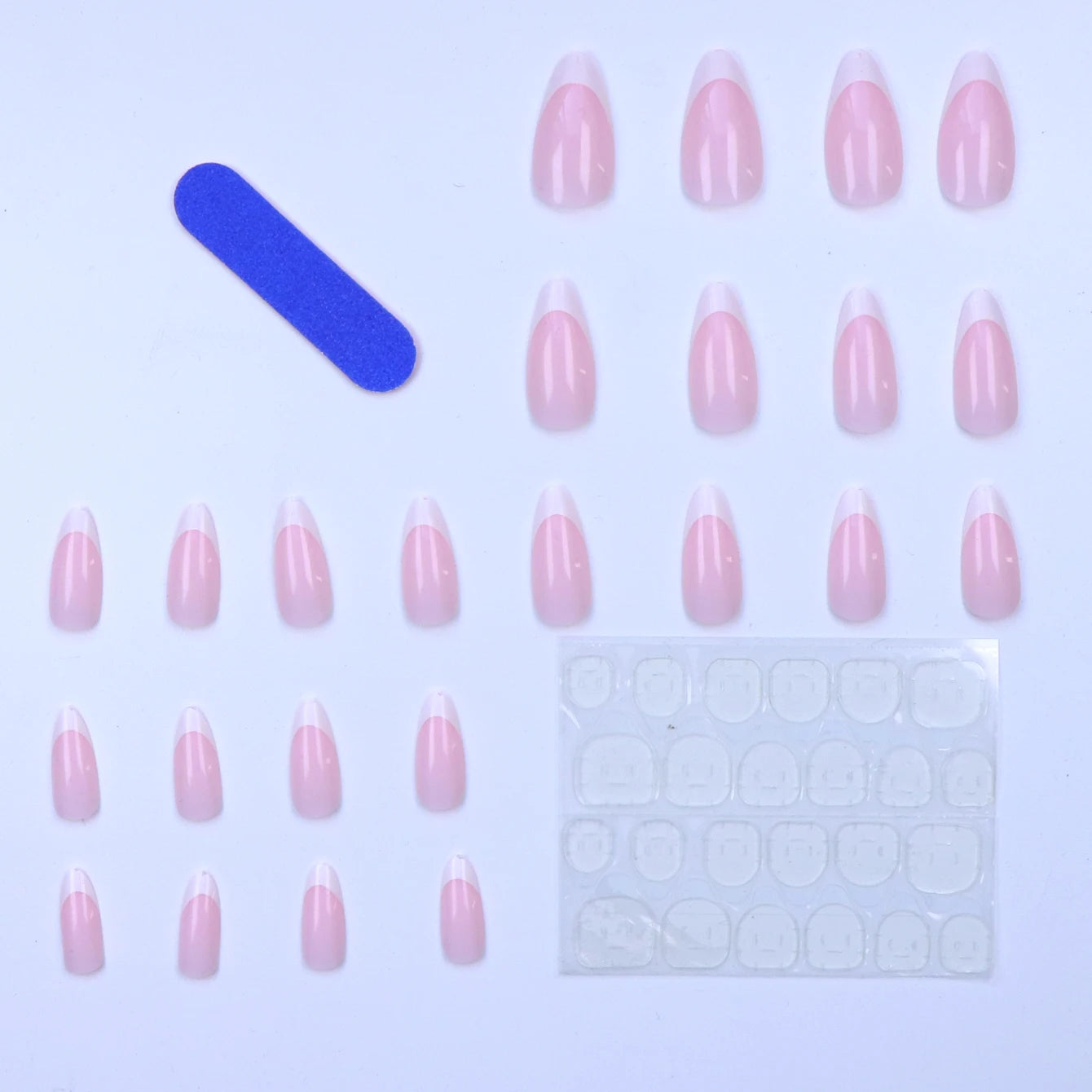 24PCS- French white border almond nails-Whitening Nail Art Set With Detachable Fake Nails For Festival- Date And Daily Wear.