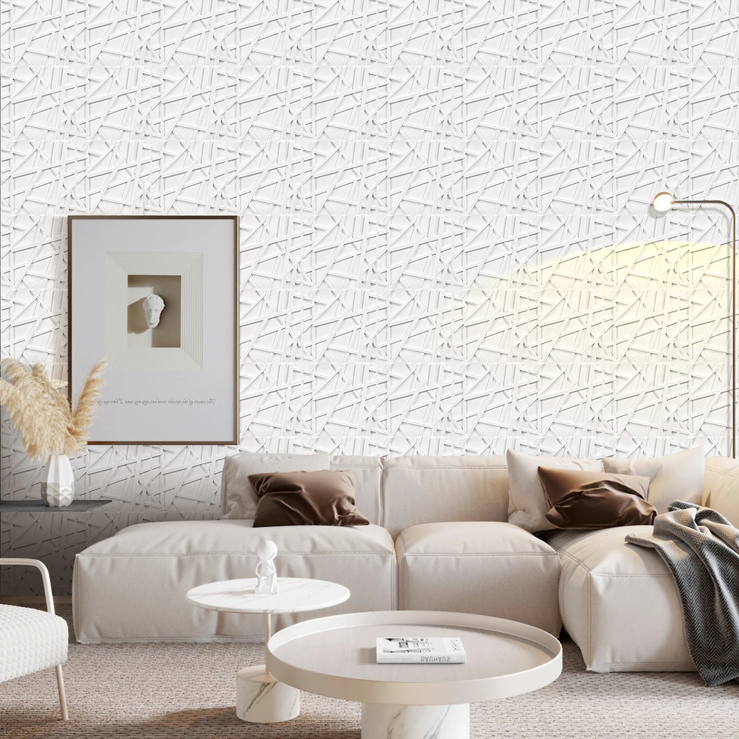 KUUJOJO 12pcs 3D textured wall panel for indoor wall decoration, suitable for living room, hall, bedroom, hotel, office