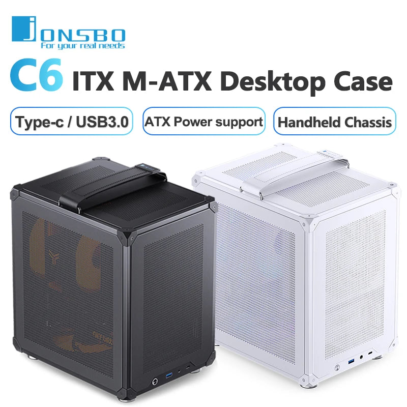 Jonsbo C6-ITX Handle Case MATX ITX MESH Boards Type-c ATX Power Supply Desktop Game Office Small Cooling Computer C6 Chassis.