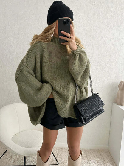 Neue Herbst/Winter frauen Pullover Einfarbig Halb-rollkragen Casual Pendler Stil Stricken Pullover Lose Pullover einfach Alle-spiel.
