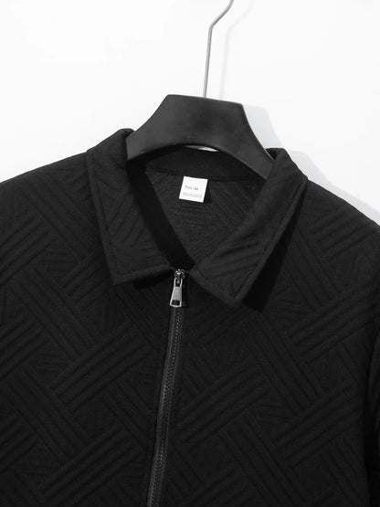 Men's Summer New Style Solid Color Knitted Short Sleeve Cardigan with Long Pants Casual Set Sporty Look from Mainland China.