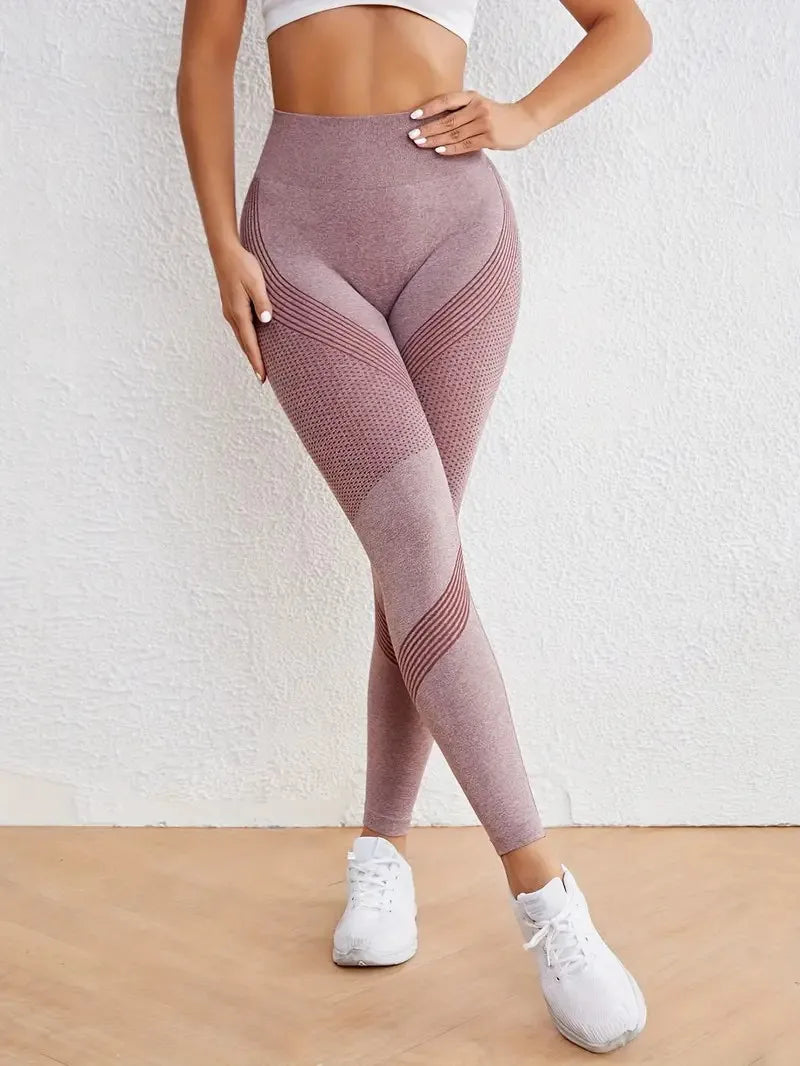 High Waisted Seamless Stretch Athletic Yoga Pants Leggings  Ultra Breathable Quick-Drying for Running Fitness Solid Colors.