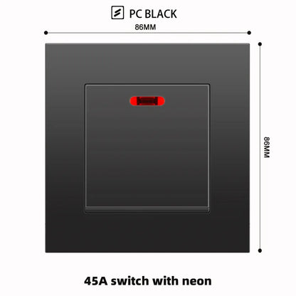 Schwarze UK 13A Wandsteckdose mit USB Typ C 18W Schnelllade-Steckdose, Wandsteckdose mit USB-Ladegerät, Schalter mit Steckdose