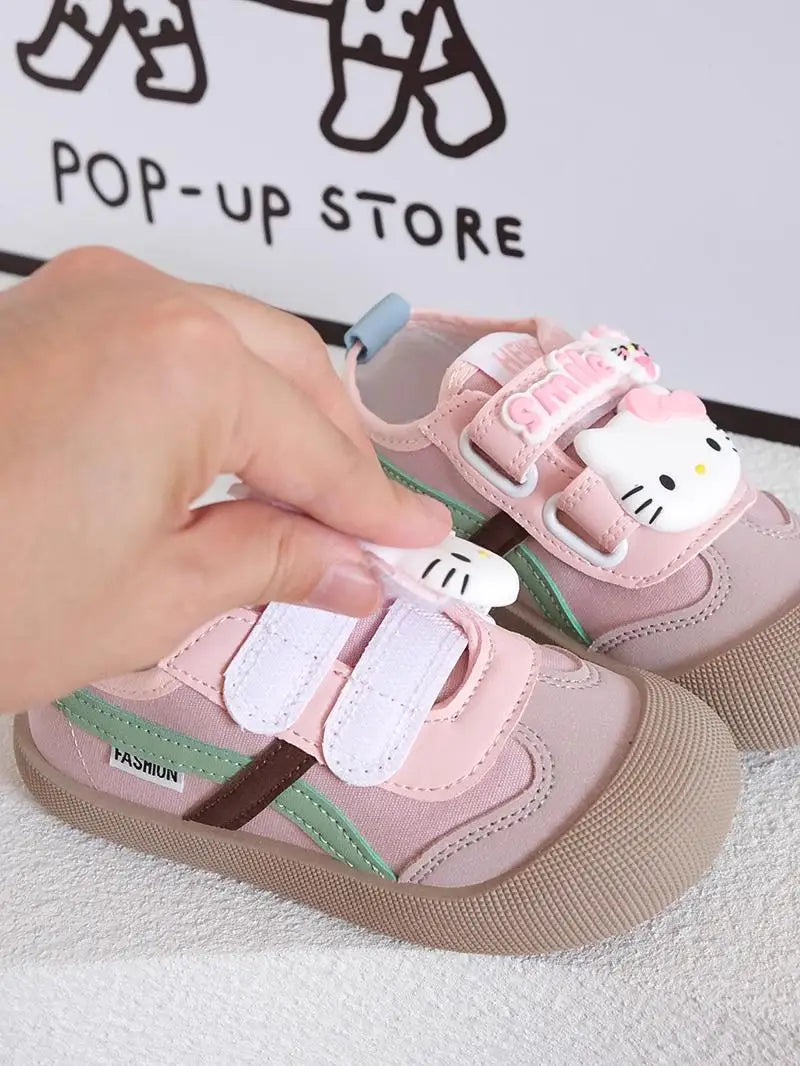 Sanrio Girl Kawaii Canvas Shoes Kindergarten Baby Child Cute Hello Kitty Spring Autumn Fashion Outdoor Running Sports Leisure.