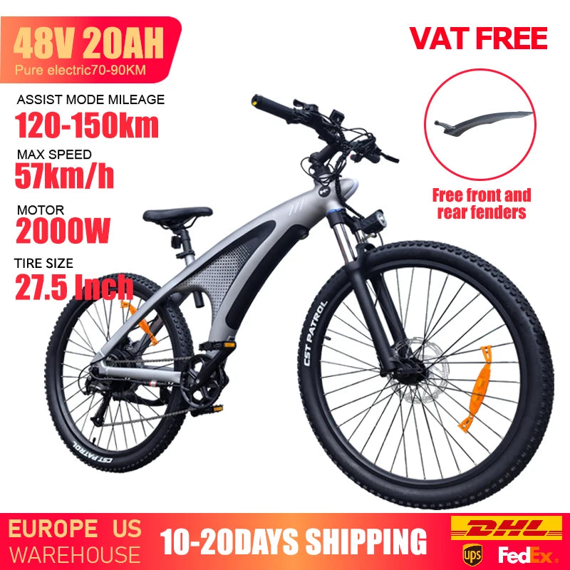 HUANCI Q5 electric bike 2000W electric bikes 27.5 Inch Electric bicycle  48V 20AH  electric e bike Mountain adults ebike fatbike