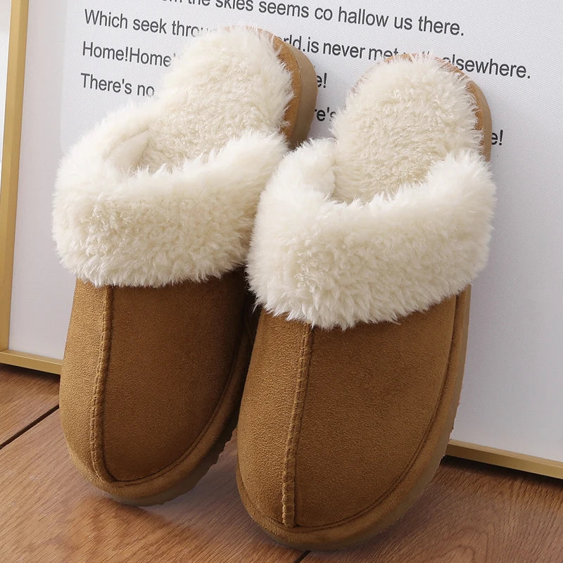 Evshine Women Plush Cotton Slippers Winter Indoor Warm Soft House Slipper Comfort Memory Foam Slides Outdoor Fur Fuzzy Flat Shoe.