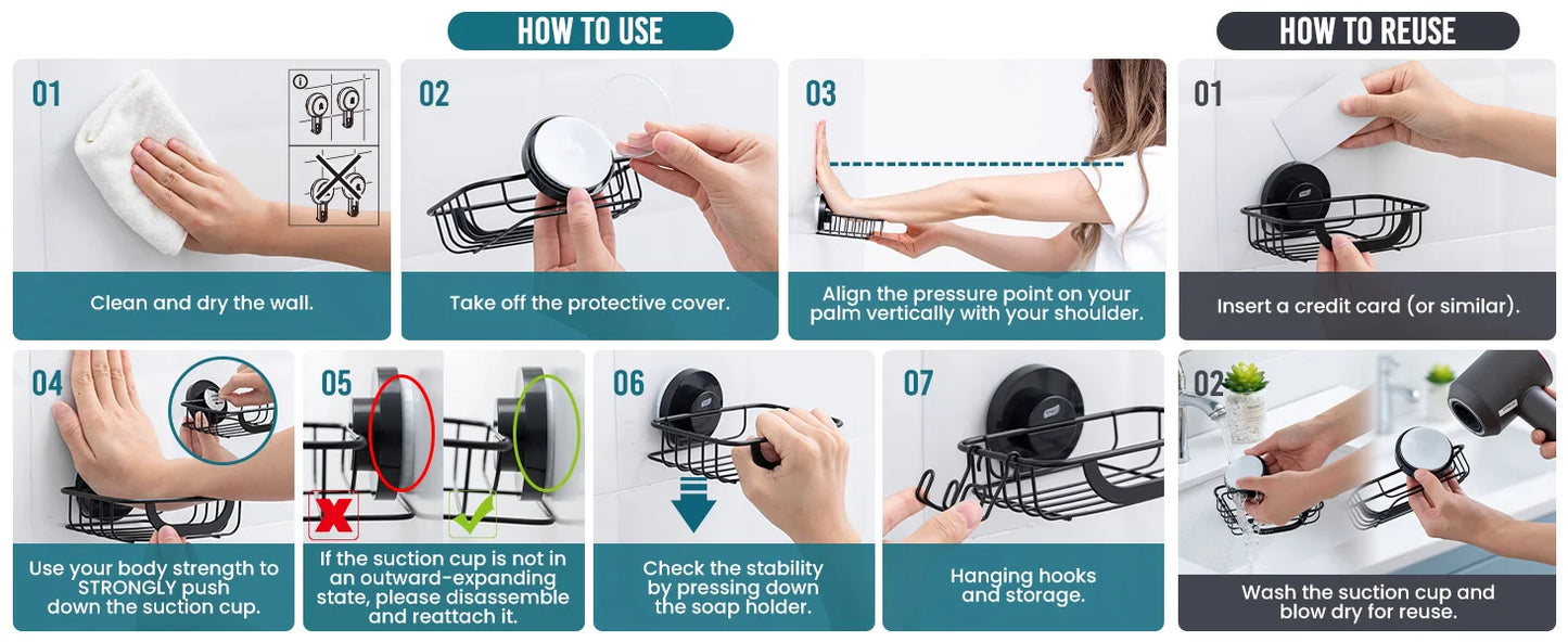 TAILI Seifenschale, Seifenhalter, Saugnapf mit Haken, Seifenhalter für Duschwand, Seifenschoner für Badezimmer, Küche