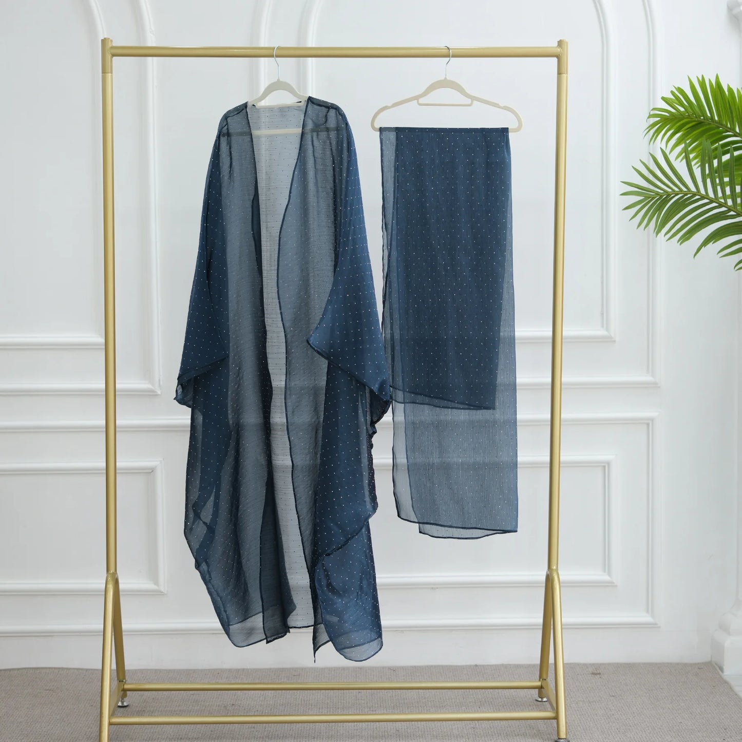 Middle Eastern Islamic Three-Piece Clothing for Women Ramadan Muslim Modest Abaya Dress with Hijab 2025 New Turkey Kaftan Robe