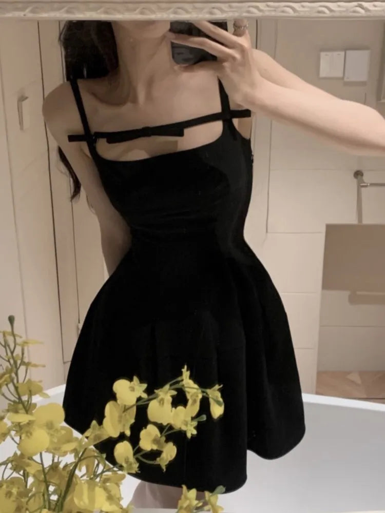 Sommer y2k Spaghetti träger Abend party Kleider solide elegante ärmellose sexy A-Linie kurzes Kleid ein Stück Vestido Mujer.