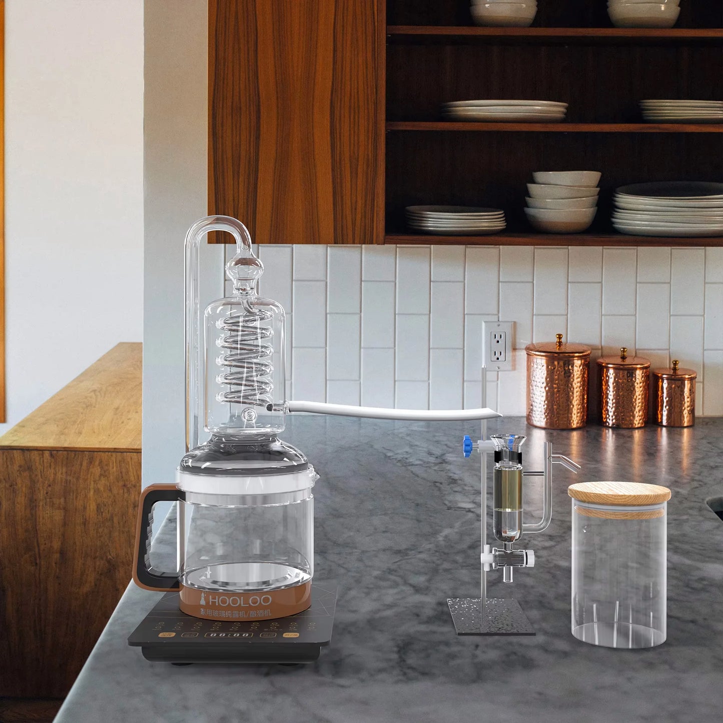 HOOLOO 2.4L Water Distiller Distillation Kit Home Fragrance Distillation Device Hydrosol & Essential Oil Distiller Equipment.