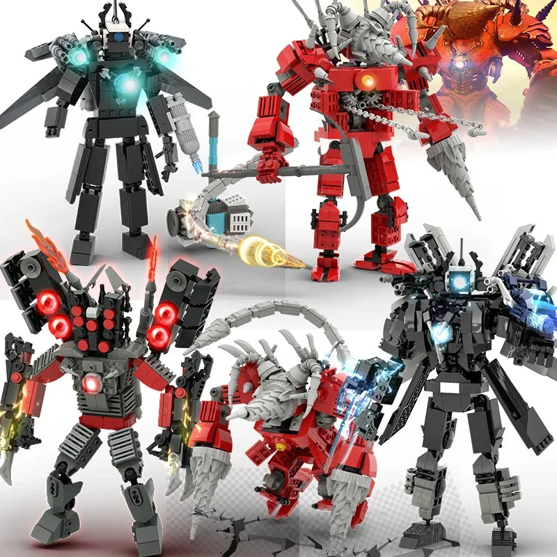 Moc Skibidi Toilet Action Figures builing blocks,Camerman Titan Speakerman Surveillance Man TVMan Boys Bricks Toys For Kids Gift.