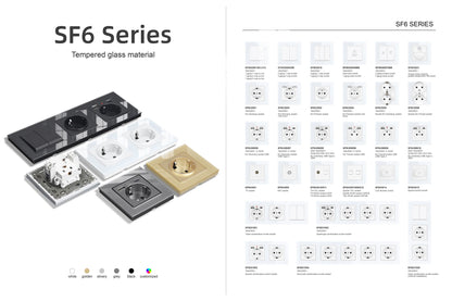 SRAN Französische USB-Wandsteckdose 5 V 2,1 A, Kristall-Hartglasscheibe 16 A 220 V 82 x 82 mm Steckdose Frankreich-Standard mit Abdeckung