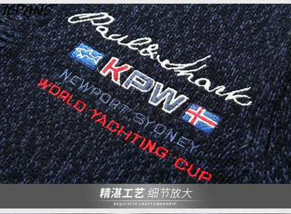 Autumn Sweater Male Shark Clothing Cotton Wool Jumpers Pullover Coats Jacquard Christmas Knitted Half Turtleneck zip.