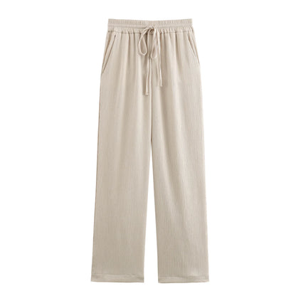 2024 Autumn Women Casual Blazer Coat Pants Set Long Sleeve Double Breasted Blazer + Wide Leg Trousers Lady Office Outfit.