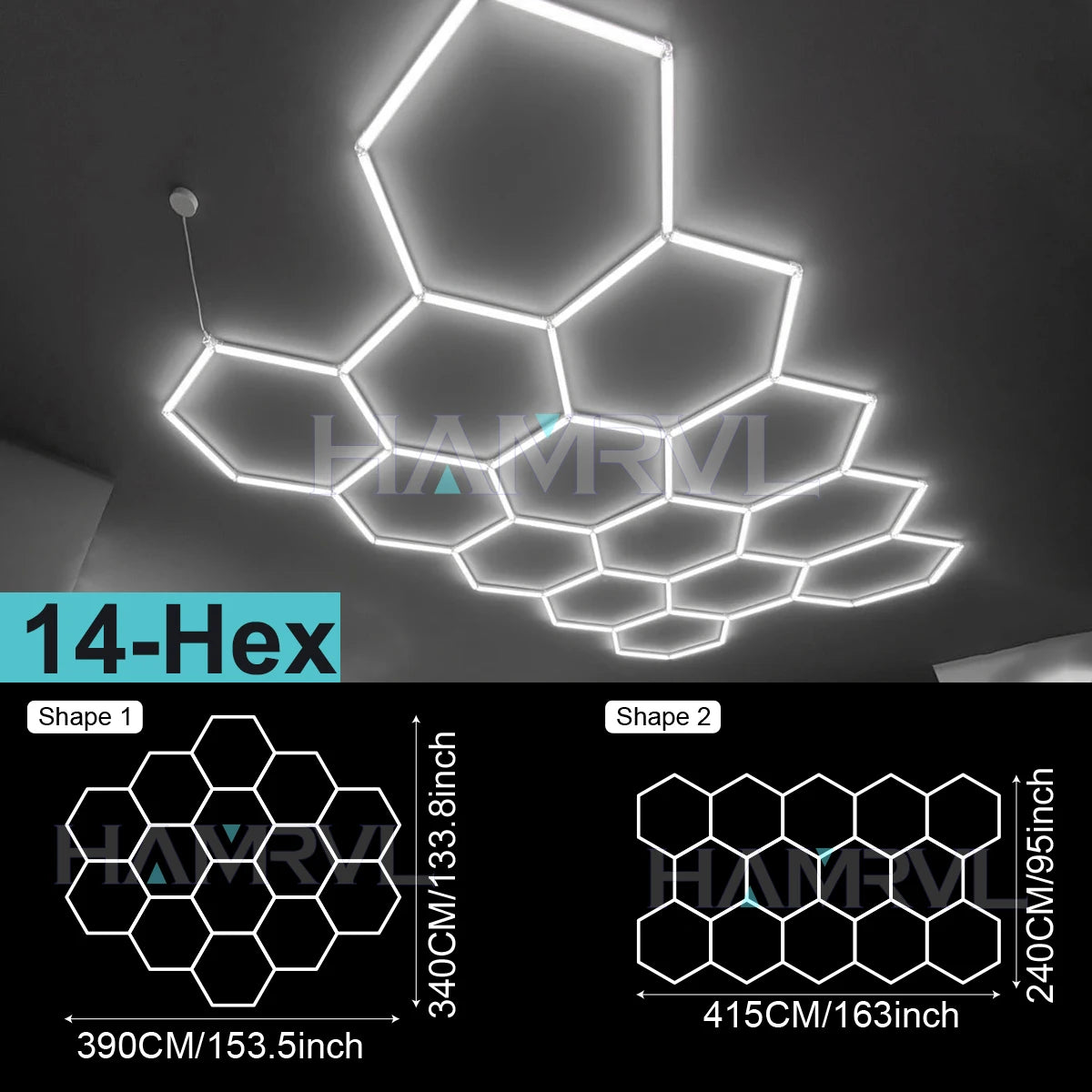 Hexagonal ceiling light BarberShop Car Garage LED Light 6500k LED tube for Gym Bar Hair Salon Library Workshop Auto Body Repair