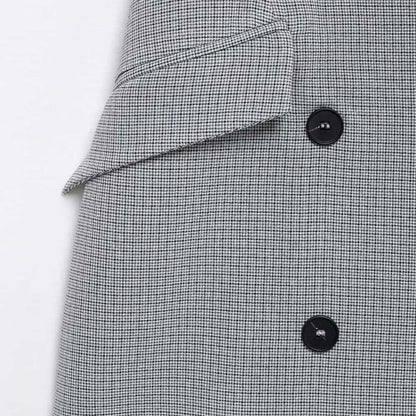 TRZA Mode Zweireiher Plaid Halter Mini Kleid für Frauen Front Klappen Taschen Backless Weibliche Kleider Vestidos Mujer.