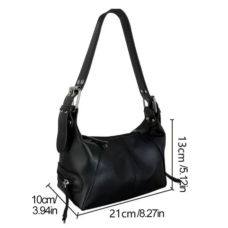 Y2K Style Shoulder Bag For Women Trendy Motorcycle Handbag Minimalist Shoulder Purse For Girls Street Wear.