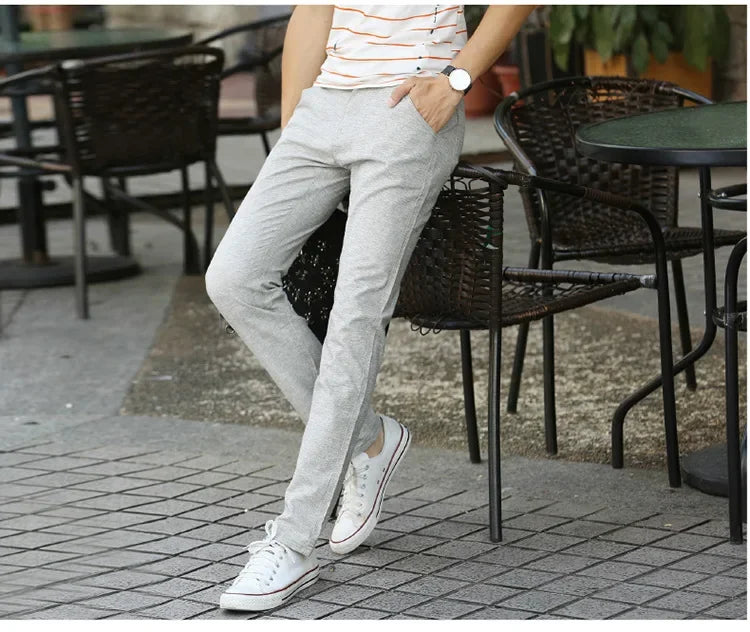 Summer Thin Men's Casual Pants Straight-Leg Loose-Fit Linen Trousers Youth Men's Pants Direct From Manufacturer Wholesale.