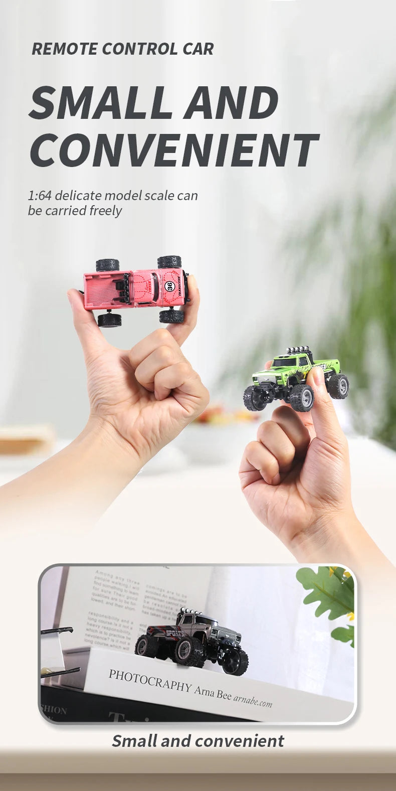 RC 1/64 Speed Mini Off-Road Climbing Car Alloy Cool Appearance Light Shock Absorption With LED Light Toy For Children's Gift.