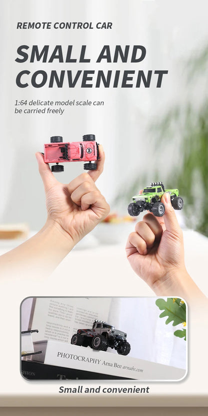 RC 1/64 Speed Mini Off-Road Climbing Car Alloy Cool Appearance Light Shock Absorption With LED Light Toy For Children's Gift.