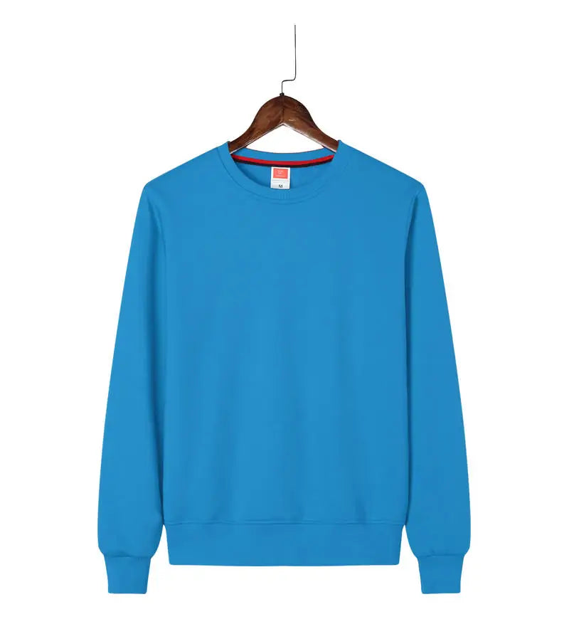 Men's Casual Pullover Custom Printed Embroidery Company Logo Clothing Fashion Winter Warm Sweater Solid Color Sweatshirt 4xl