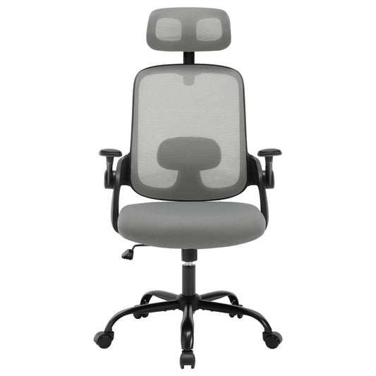 Ergonomischer Büro-Computer-PC-Schreibtischstuhl, drehbarer Netzstuhl mit Rollen, verstellbare Kopfstütze, Lordosenstütze, Heimarbeitsstuhl