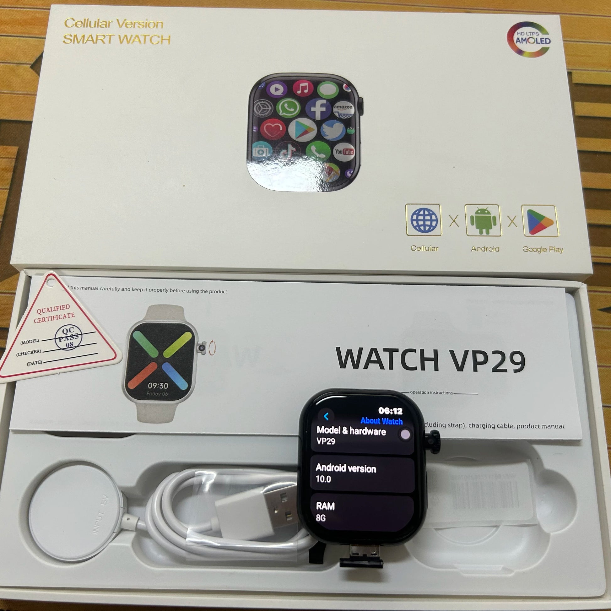VP29 Smartwatch 5G Android 256GB Storage 4G/5G LTE Sim Card GPS WIFI 2.29 inch 490*580 Amoled Smart Watch With 8MP Rotary Camera.