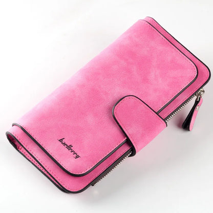 Large Capacity Women's Long Leather Wallet Zipper Buckle Multi-Card Triple Fold Coin Purse Clutch Bag Card Holder.
