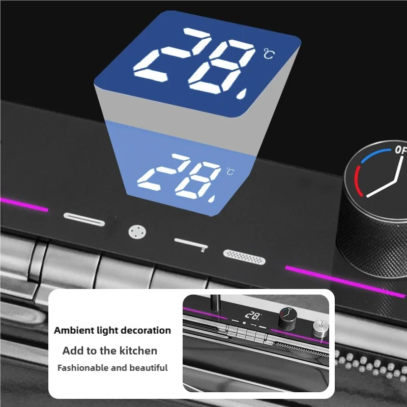 Stainless Steel Kitchen Sink Waterfall Faucet Large Single Sink Intelligent Dishwasher Sink Digital Display and Light Effects