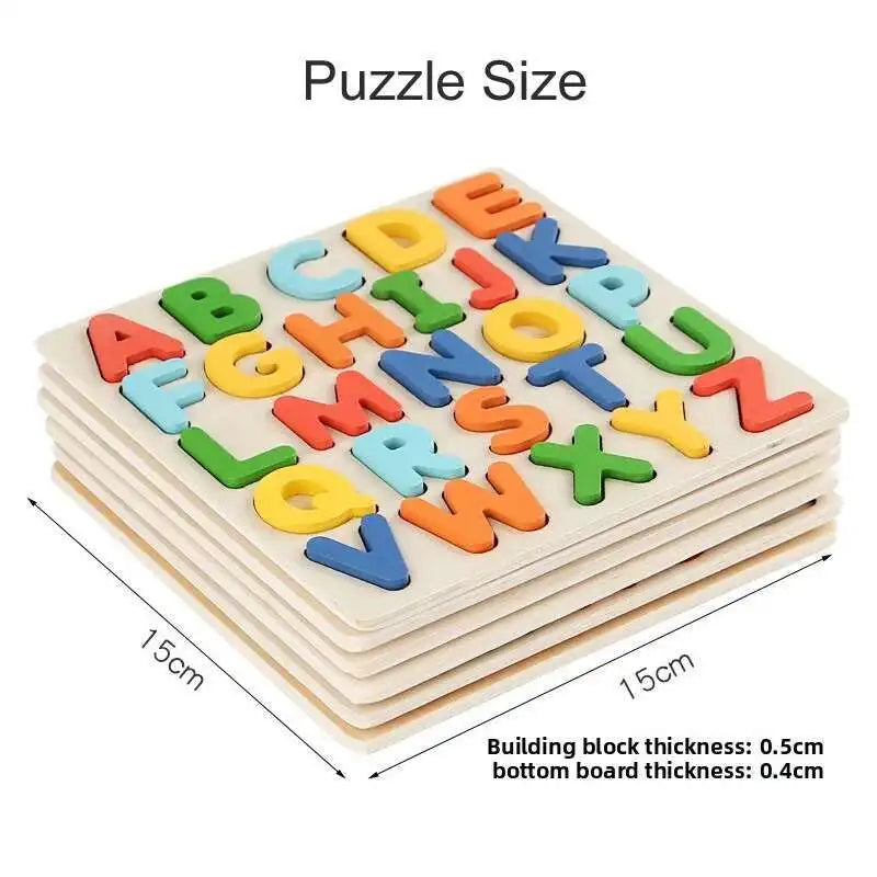 Montessori Toys Letter Numbers Wooden Puzzle Sorting Math Bricks Preschool Early Learning Educational Toys for Children.