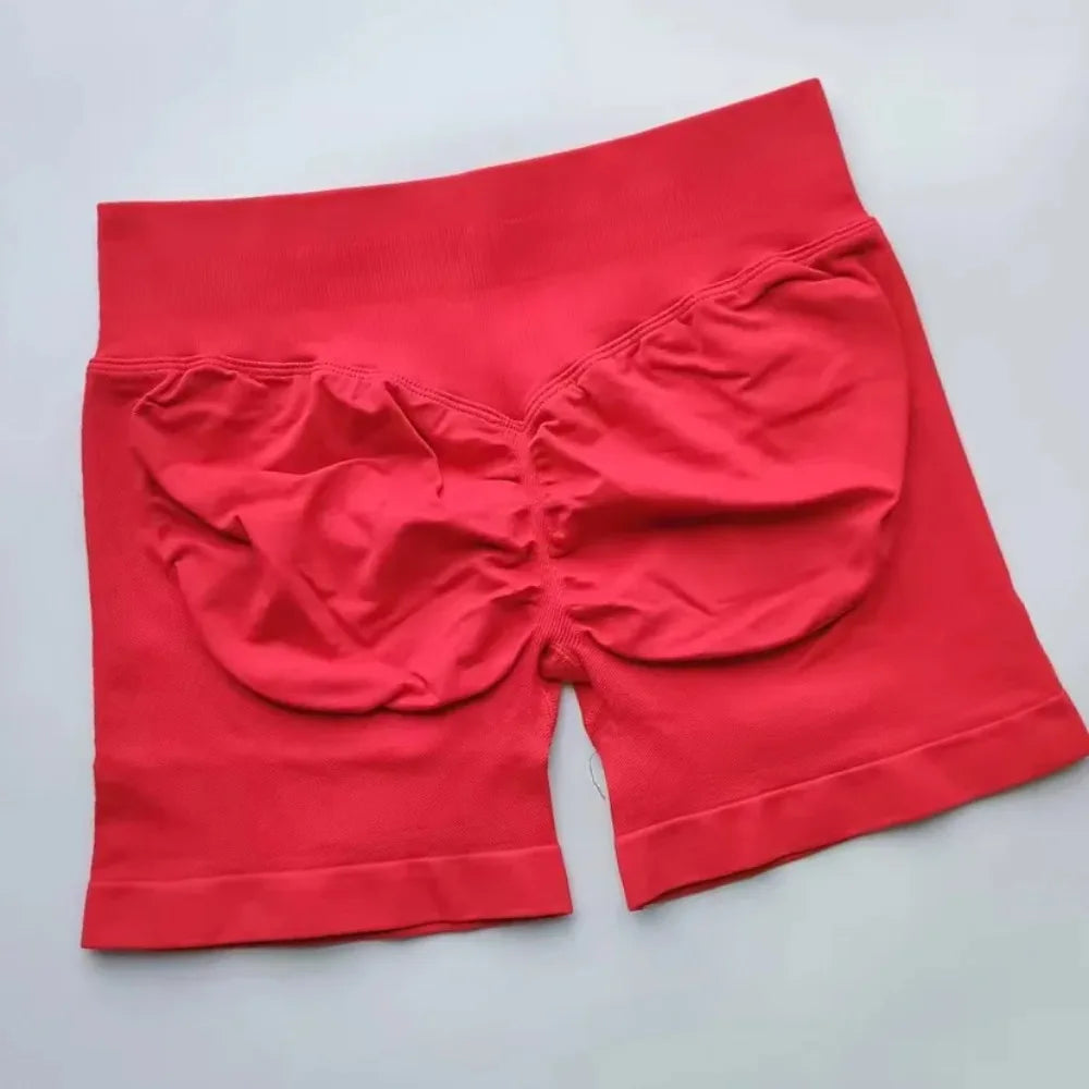 WOMEN SPORTS Impact Shorts Low Ribbed Waist Seamless Scrunch Bum Workout Gym Shorts Booty Hight Stretch Running Shorts.