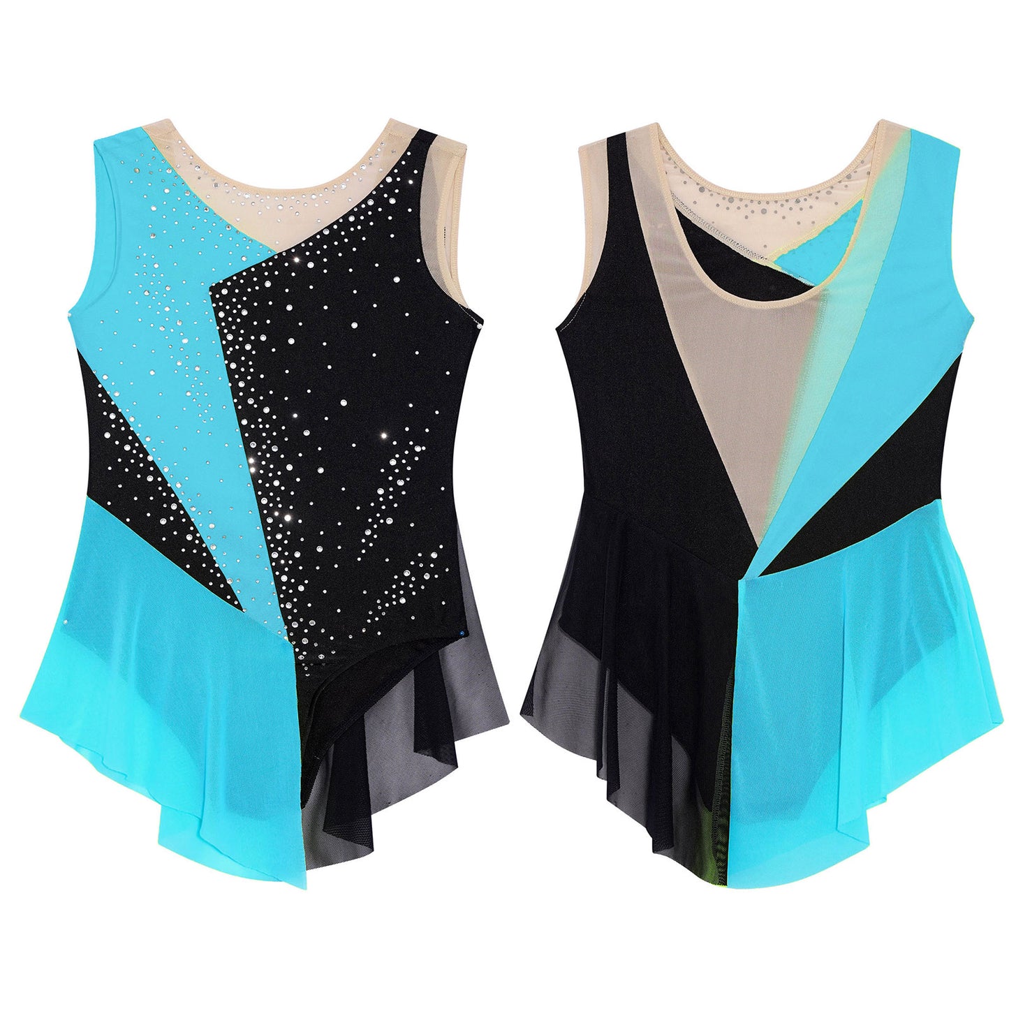 6-16Y Mädchen Ärmelloses Eiskunstlauf Trikot Kleid Ballett Rhythmische Gymnastik Lyrical Dance Body Bühne Leistung Dancewear.