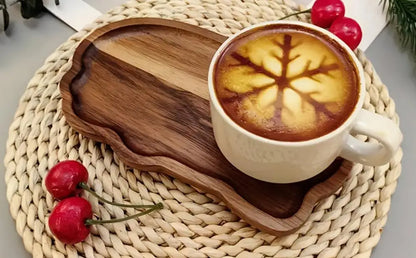 Wooden Tea Tray Cloud Shape Fruit Dessert Candy Plate Retro Tea Coffee Cup Breakfast Plate Decorative Jewelry Cosmetic Organizer.