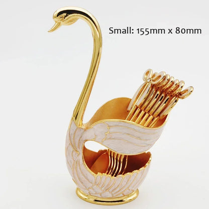 Swan-Shaped Cutlery Holder, Elegant Spoon and Fork Base, Luxury Tableware Storage, Stylish Kitchen Decor and Organizer for Home