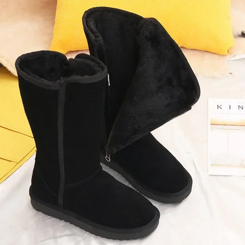 Women Classic Ladies Girls Winter Snow Boots 2024 Waterproof Warm Genuine Leather Fur Australia Plus Velvet Knee High  Winter.
