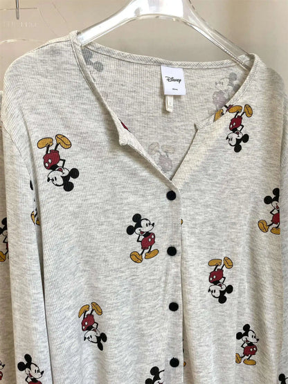 Cartoon Mickey Maus Pyjamas Frühling Herbst Langarm frauen Nachthemd Set Nette Hause Nachtwäsche V-ausschnitt Hause Kleidung.
