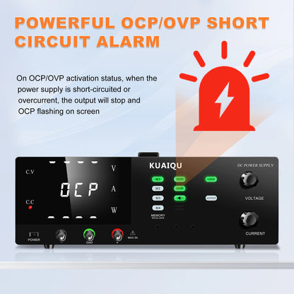 KUAIQU 3000W High Power Adjustable Bench Power Supply 1000V 300V 200V 100A 60A 30A Lab Power Supply OCP Alarm OVP Output Switch.