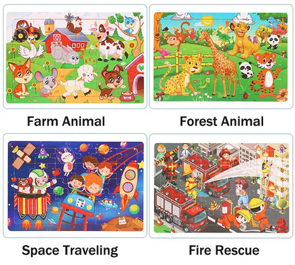 New 30 Pieces Wooden Puzzles Cartoon Animal Traffic Tangram Wood 3d Puzzle Montessori Educational Toys for Children Gifts.