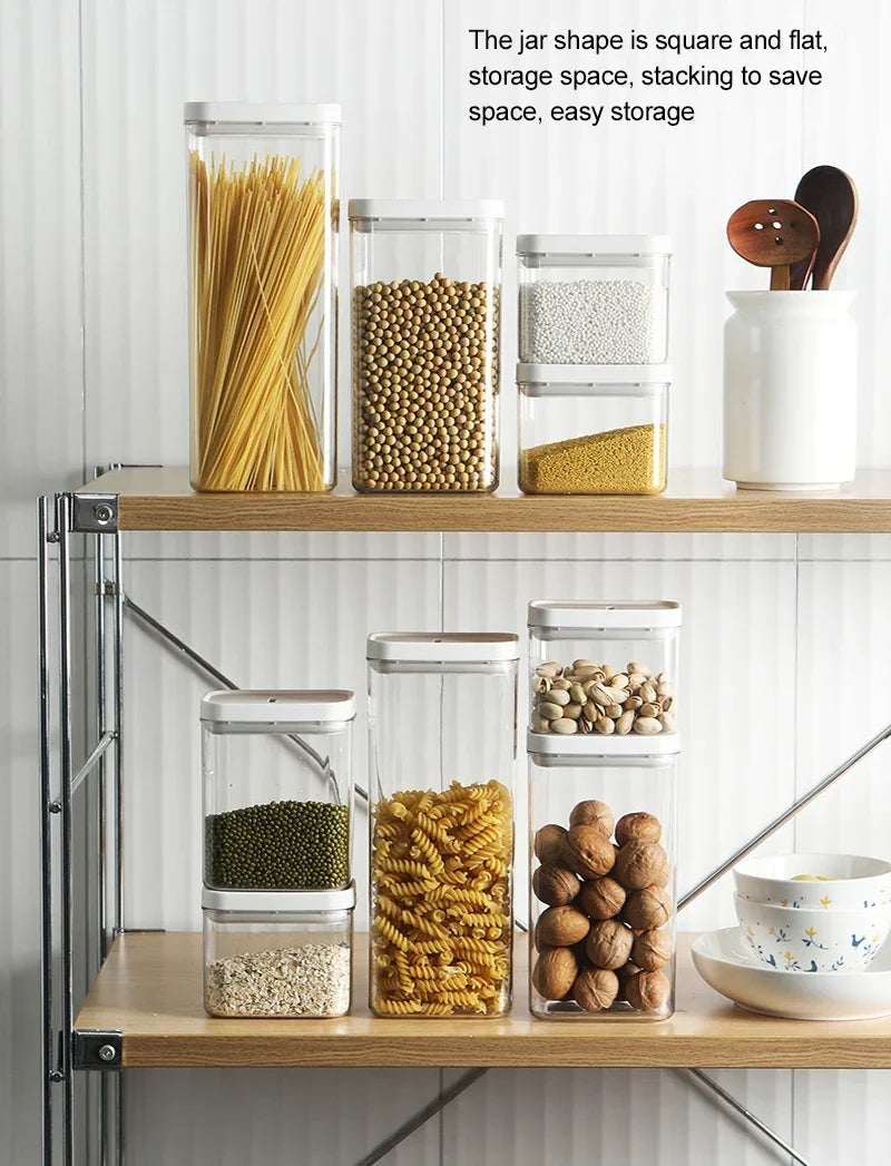 Pasta Storage Box Transparent Plastic Grain Seal Tank Spaghetti Storage Container Moisture-Proof Snack Jar Kitchen Food Tank.
