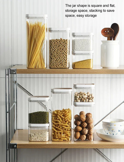 Pasta Storage Box Transparent Plastic Grain Seal Tank Spaghetti Storage Container Moisture-Proof Snack Jar Kitchen Food Tank.