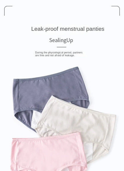 Leak Proof Menstrual Panties Physiological Underwear Womens Comfortable Cotton Panties Breathable Female Waterproof Briefs.