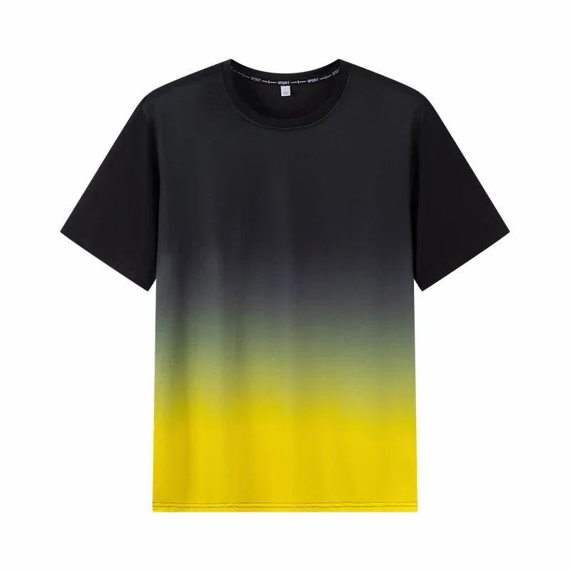 Men's Gradient T-shirt Plus Size 7XL 110-175KG Loose Short Sleeve Tees Men Fashion Round Collar Leisure Oversized Tops.