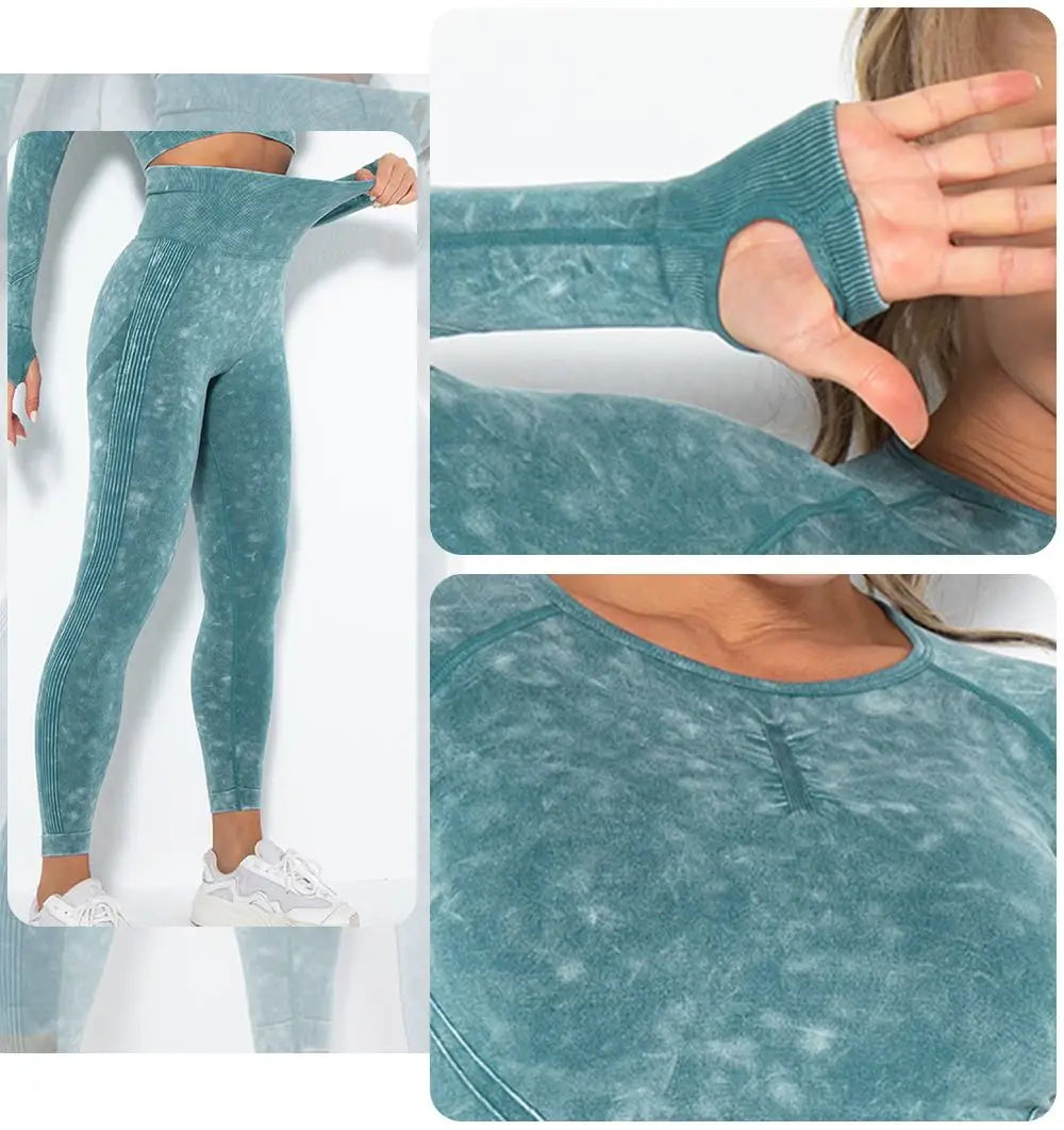 Seamless Yoga Set Gym Clothes Women's Sportswear Yoga Suits Women Fitness Set Tracksuits Sports Outfits Long Sleeve Gym Leggings