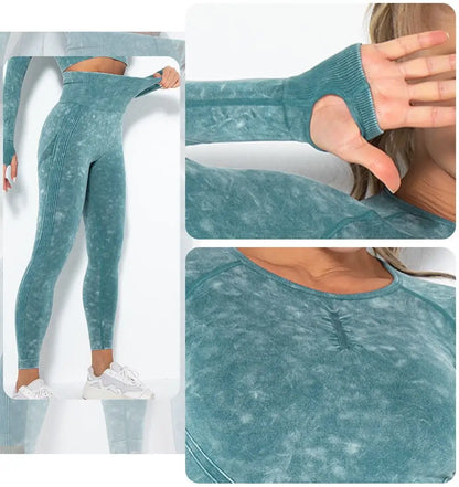 Seamless Yoga Set Gym Clothes Women's Sportswear Yoga Suits Women Fitness Set Tracksuits Sports Outfits Long Sleeve Gym Leggings